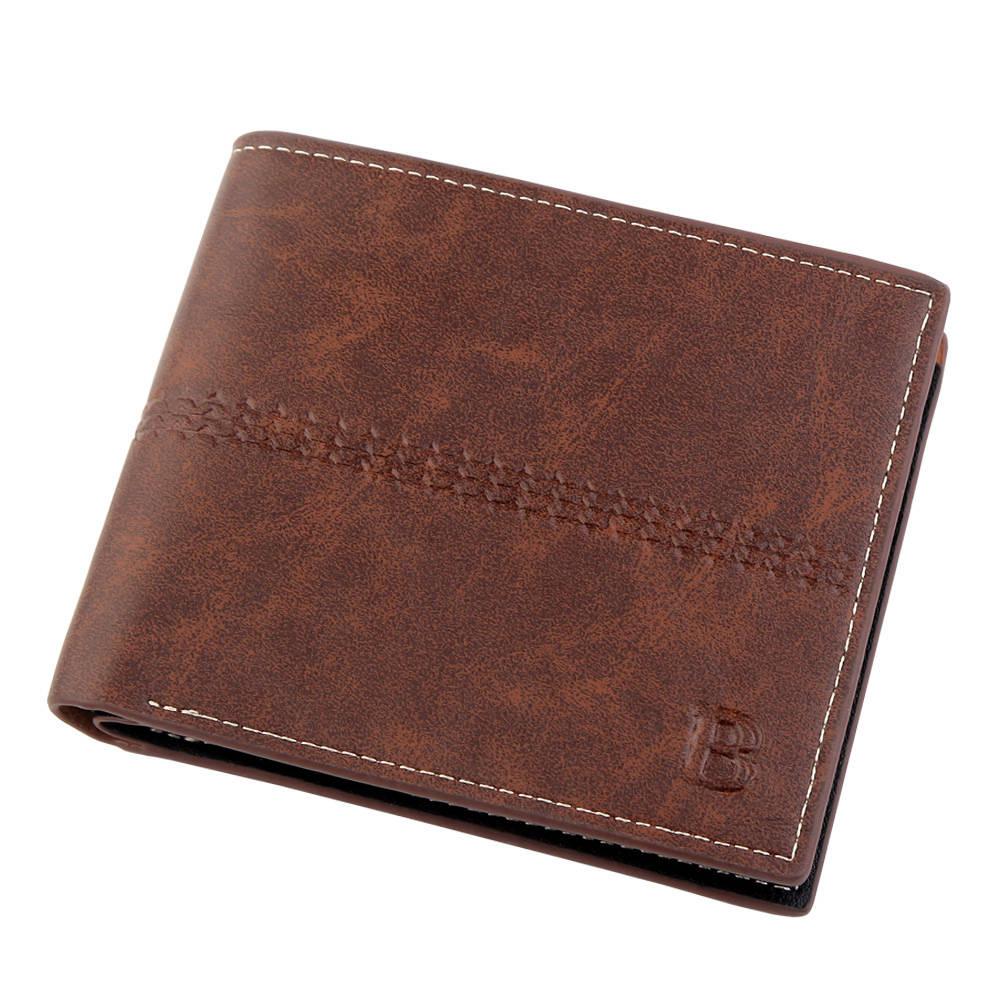 men's wallet Vintage brown Dollar Short Slim carteira masculina erkek cuzdan billetera hombre No Zipper wallet men B purse: Coffee