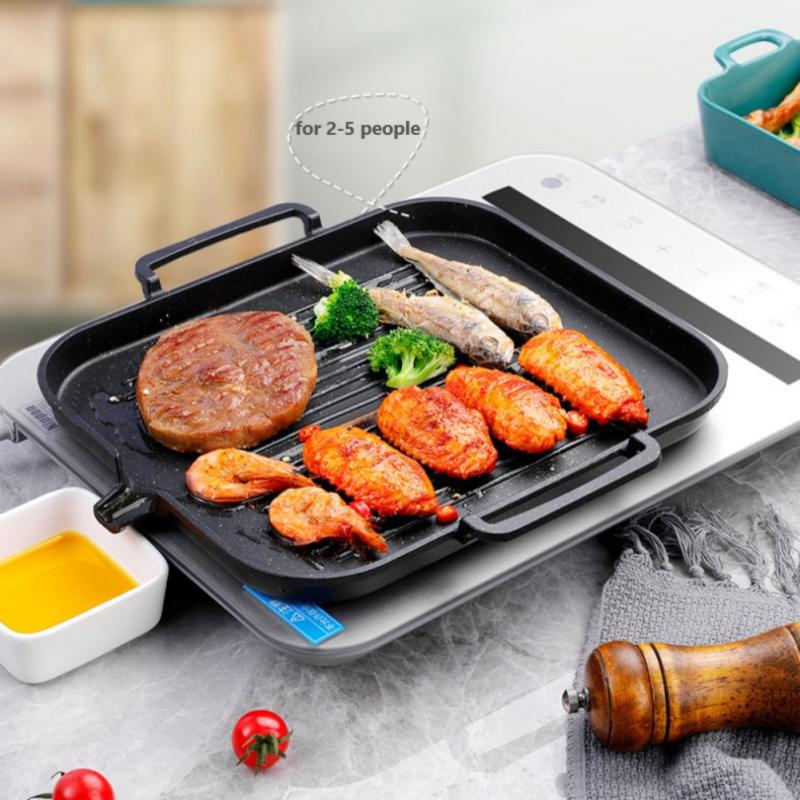 Korean Induction Cooker Grill Pan Square Grill Pan Teppanyaki Smokeless Non-stick Barbecue Pan