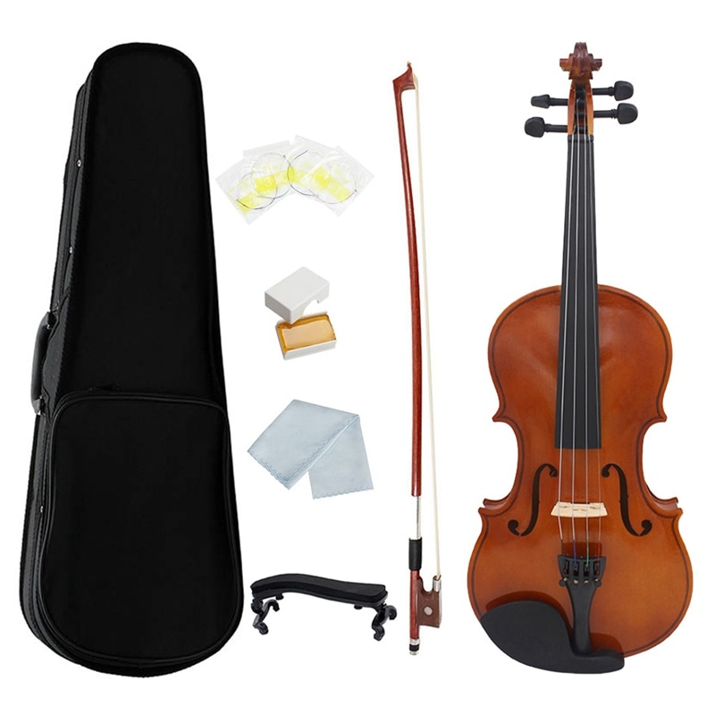 1/4 Viool Natuurlijke Akoestische Massief Houten Sparren Flame Maple Fineer Viool Fiddle Met Case Rosin Boog Snaren Schoudersteun: Default Title