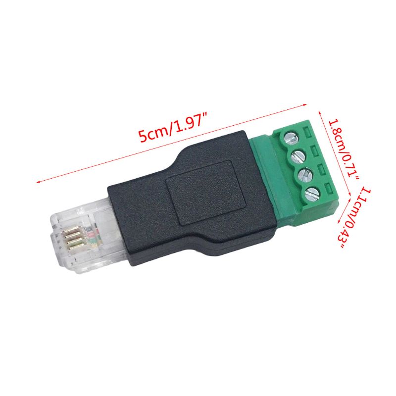 RJ11 to Screw Terminal Adapter RJ11 Male to 4 Pin Connector Splitter Shield Plug 18DEC31