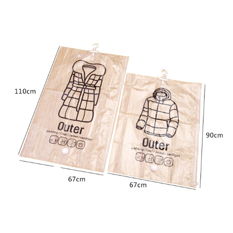 Side Pull Hanging Clothes Compression Bag Transparent Pumping Vacuum Storage Bag Hangable Closet Organizer Down Jacket Coat Bag