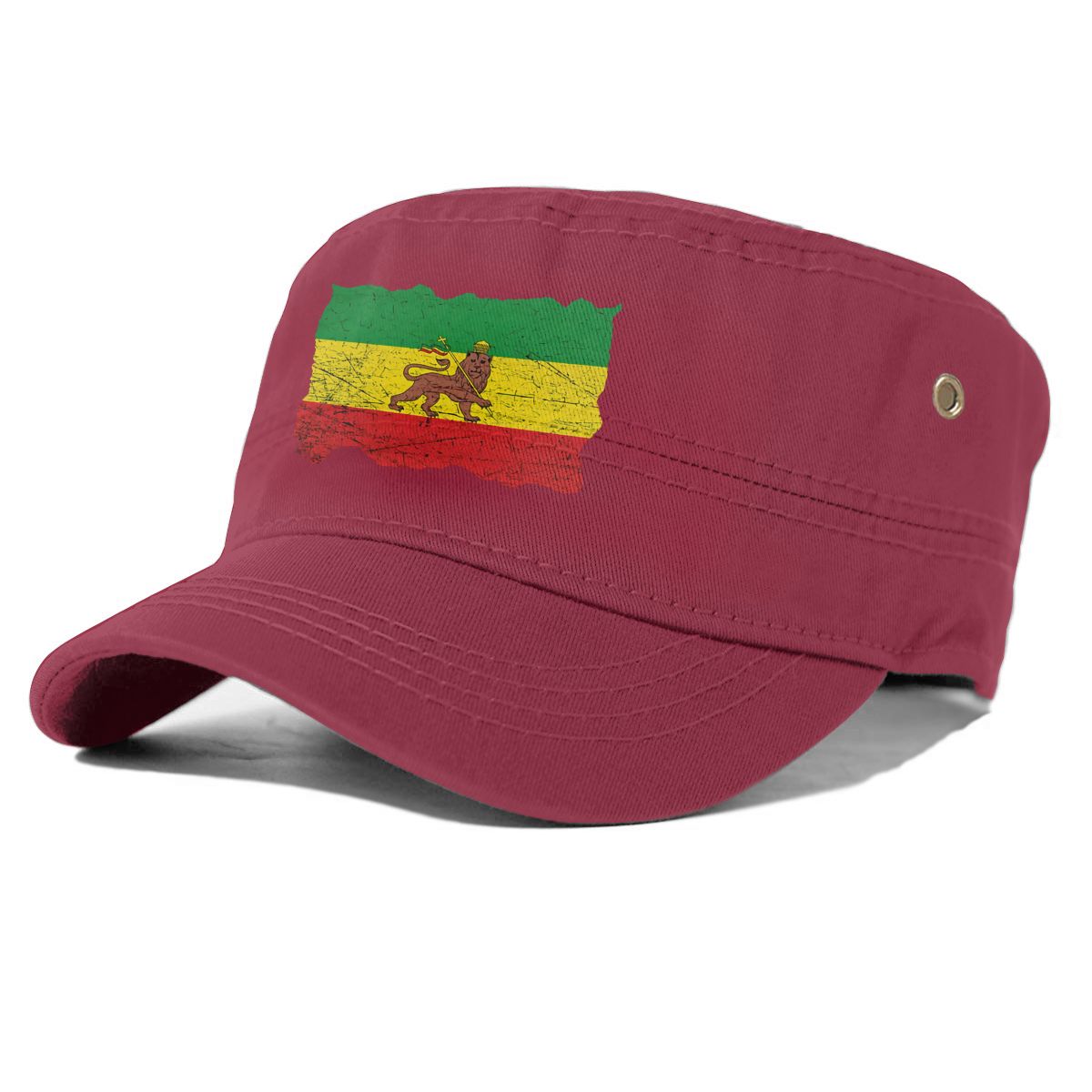 Ethiopia rastafari flag rasta babylon irie ska baseball cap hip hop hat man hat baseball snapback cap women bucket hat: Red