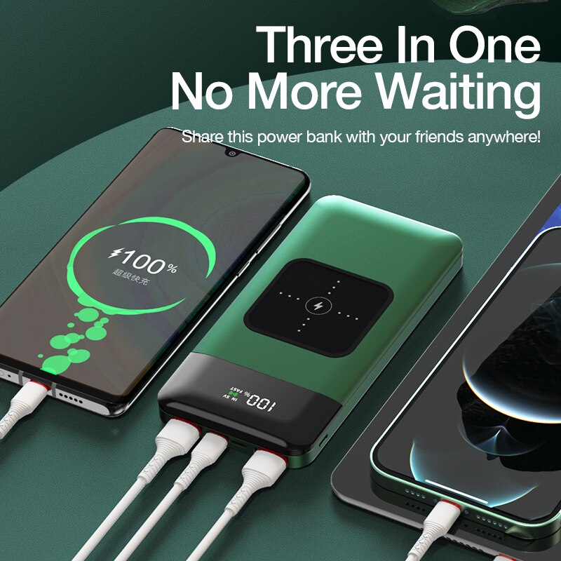 Alieny 15W Draadloze Power Bank 22.5W Pd Snel Opladen Draagbare Batterij Externe Powerbank Met Led Display 20000Mah power Bank