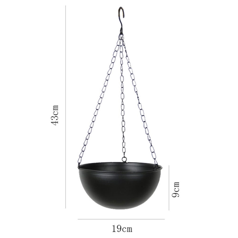 3 Type Metal Hanging Baskets Chain Hanging Basket Flowerpot Balcony Swinging Flower Pot Beautiful Balcony 2022: A Black Pot