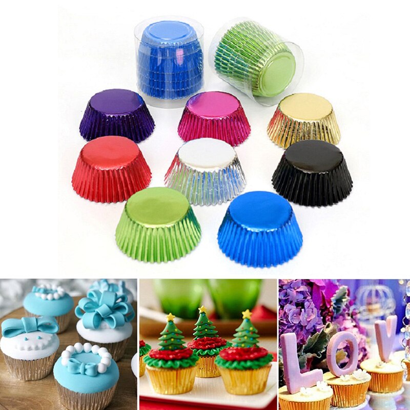 100 stuks 11cm ronde vormen folie metallic papier muffin cupcakevormpjes bakvorm bakvorm bakvorm bakvorm maker bakvormen bakplaat