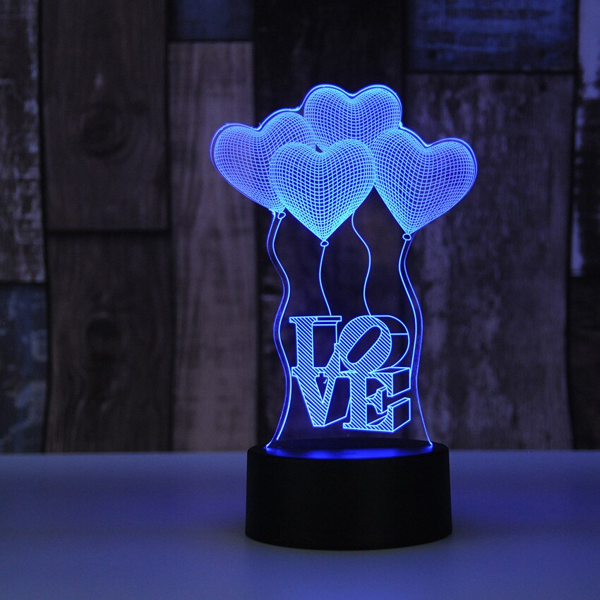 Valentinstag liebe 3D licht LED Nacht Licht 7 farben schreibtisch lampe hause glühbirne berühren lampe frau oder Mädchen freund