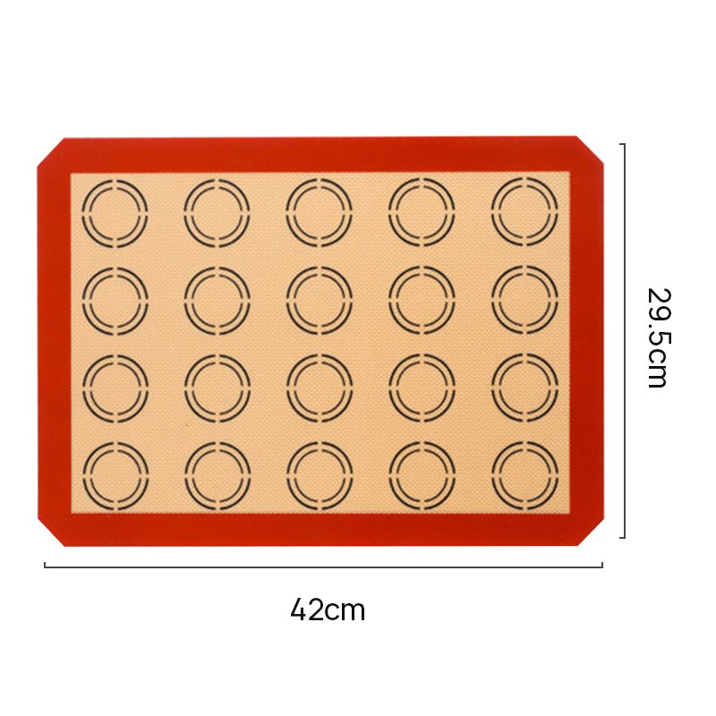 Silicone Macaron Baking Mat - for Bake Pans - Macaroon/Pastry/Cookie Making - Grade Nonstick: 42x29.5CM-red-Cross
