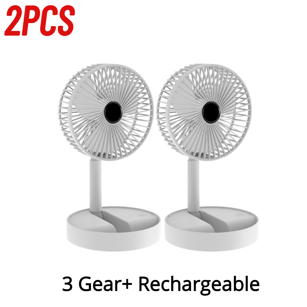 Ventilador plegable USB de 1-3 piezas, ventilador de escritorio de altura ajustable, portátil, telescópico, soporte de suelo, 2000mAh, 3 velocidades, circuladores de aire de verano: Negro