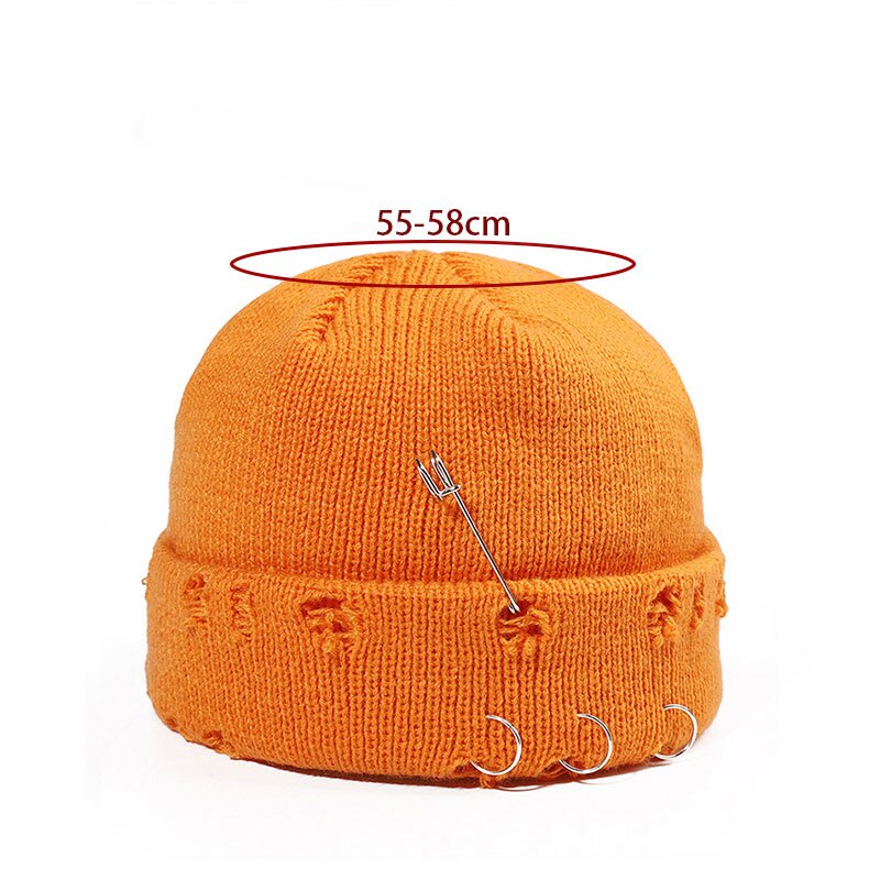 Hole Knitted Hat Doudou Guapi Hat Needle Circle Decoration Personality Hole Hat Solid Color Hip Hop Couple Hat