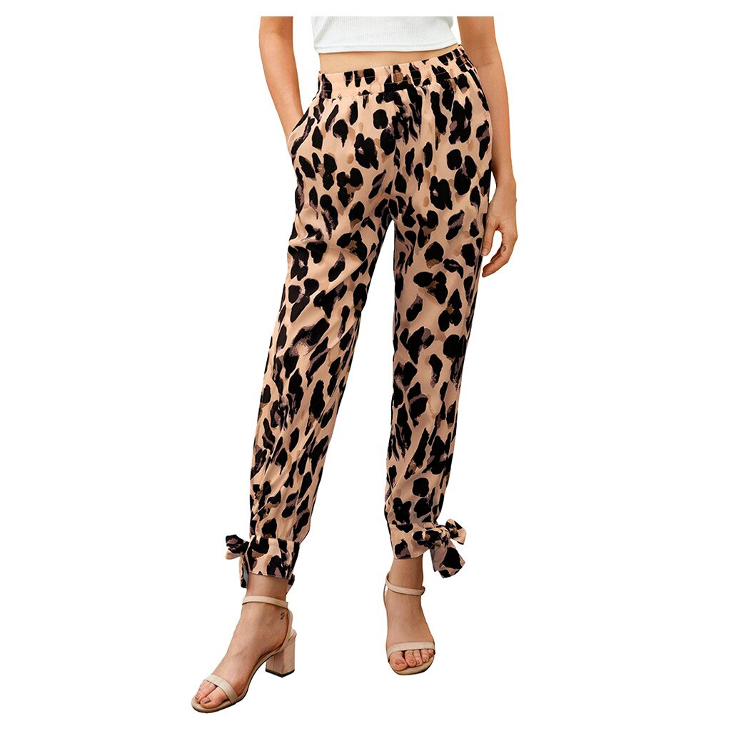 pants women High Waist Leopard Pockets Split Loose Soft Athletic Wide Leg Pants mujer pantalones: 2 / XL