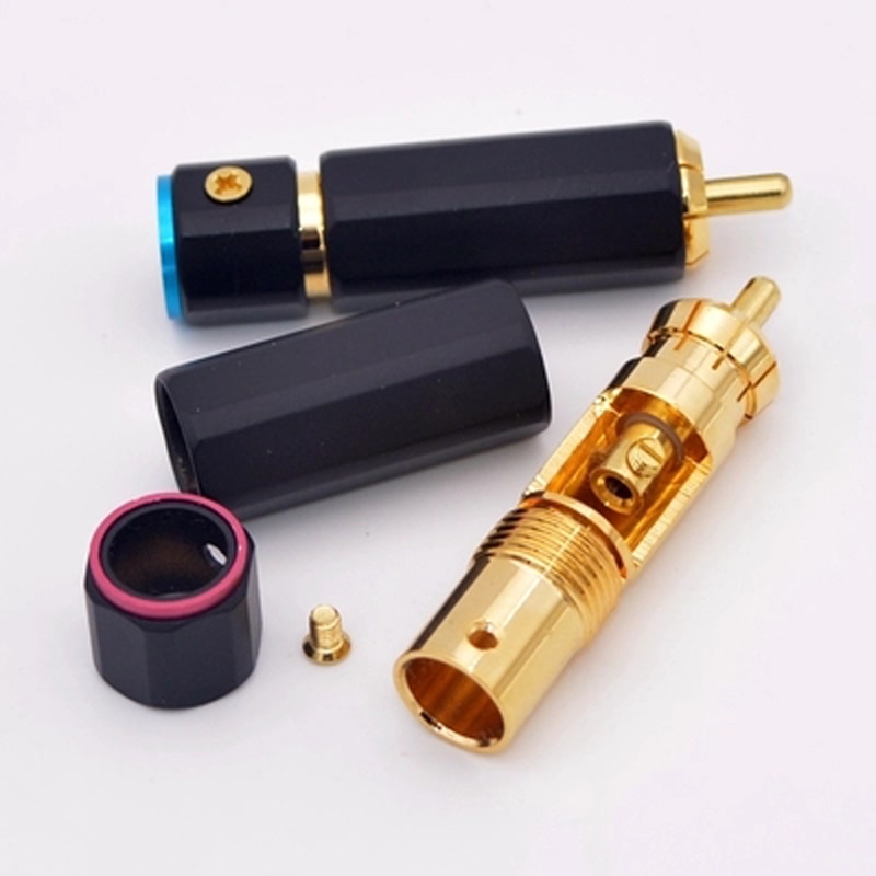 Palic Gold Plated RCA Plug Lock Collect Solder A/V Connector HIFI Connector for DIY cable diameter