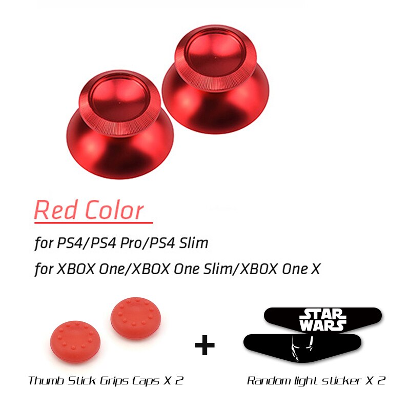 DATA FROG Metal Thumb Sticks Joystick Grip Button For Sony PS4 Controller Analog Stick Cap For Xbox One /PS4 Slim/Pro Gamepad: red