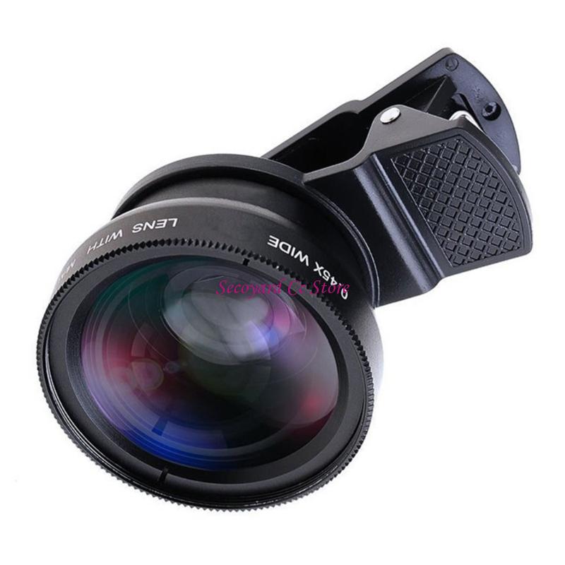 0.45x Wide Angle Lens with Macro Mode Universal Mounting Clip Small Carrying Phone Camera Lens for Mobile Phones