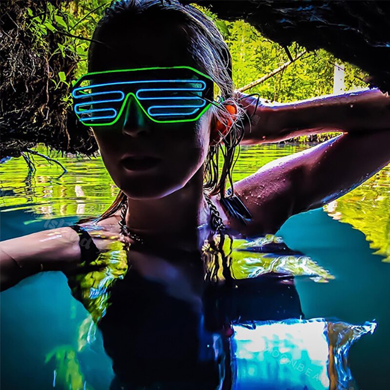 LED Neon- Brille Halloween leuchtend Brille blinkt hell glühen Sonnenbrille Festival Party Dekoration Lieferungen Leistung Requisiten