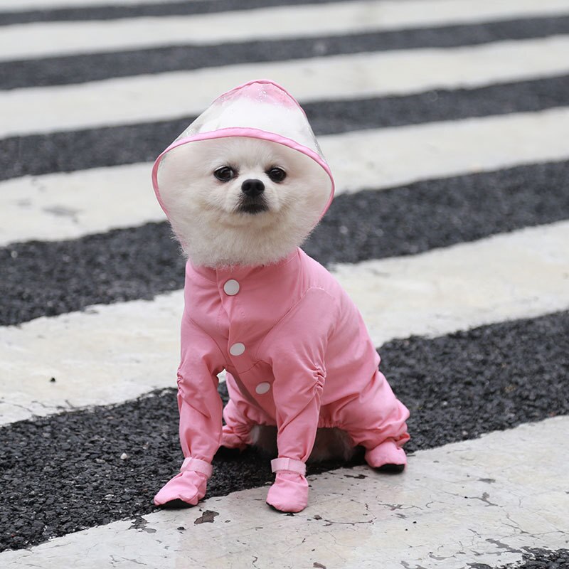 Dog Raincoat Pet Clothes Small Dog Waterproof Jumpsuit Overalls Clothing Jacket Yorkshire Poodle Pomeranian Puppy Rain Dog Coat