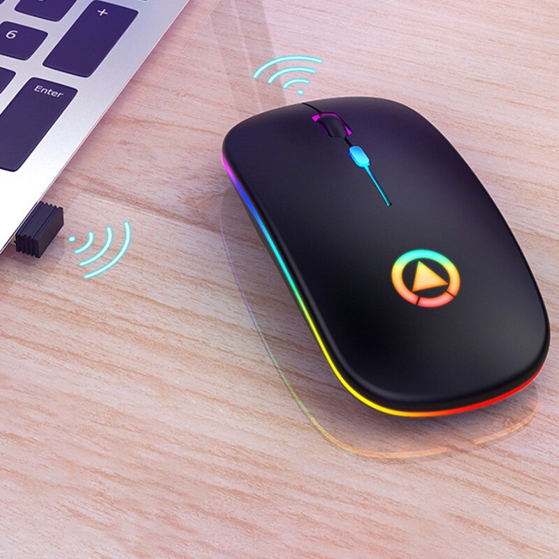 White 2.4G Wireless Mouse Silent Mute Rechargeable Computer Accessories Office Bluetooth Mice With USB Cable