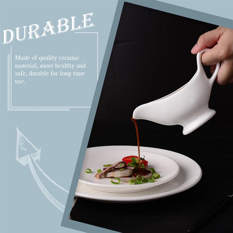 2Pcs Pure White Boat-Shaped Sauce Pot Ceramics Gravy Can Gravy Sauce Boats Condiment Boats Saucier Boats With Handle