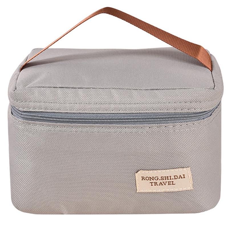 Thermal Picnic Lunch Bag For Children Kids Cute Candy Jelly Color Food Lunch Bags Handbag Girls Women Insulated Box Tote: Grey