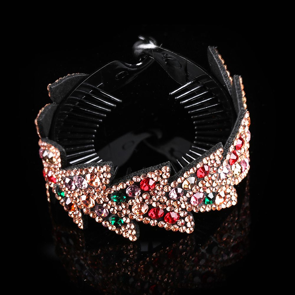 Soporte de para hacer moños, horquilla con diamantes de imitación, pinza para el pelo, banda para el pelo fuerte, herramienta imprescindible, accesorios para el cabello: Rosa