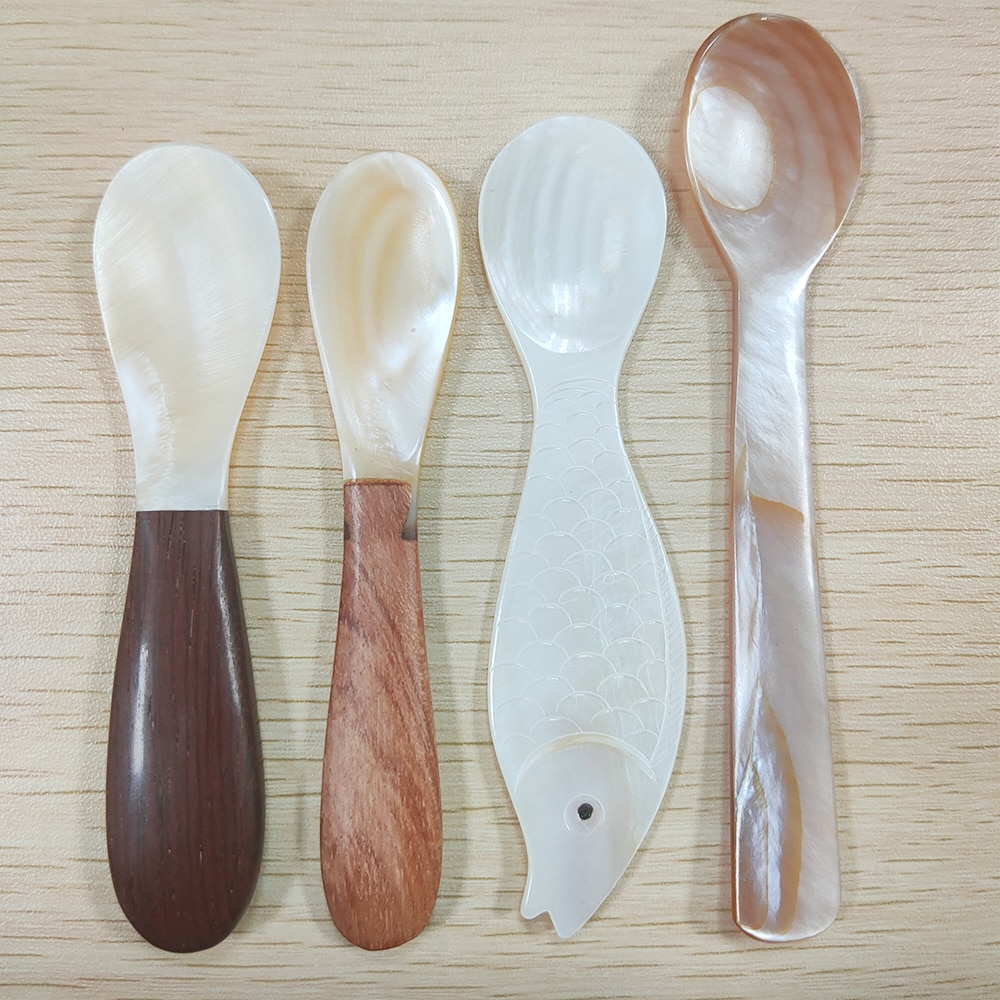 Natural Shell Spoon Deep Sea Shell Spoon Tableware Home Spoon Seasoning Box Spoon Brown Tablespoon