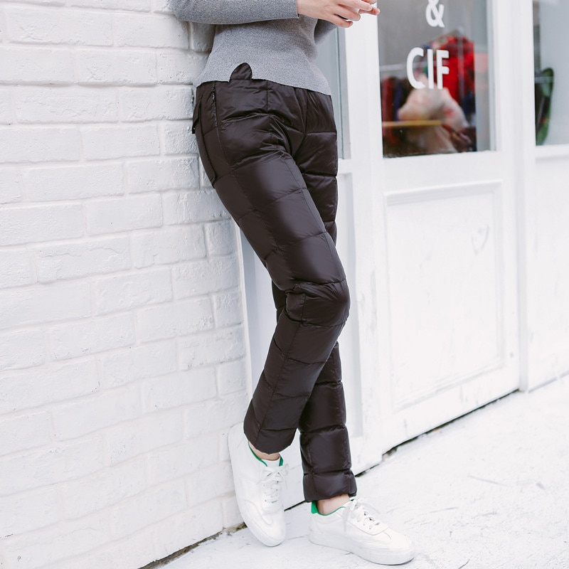 Dunbukser vinter mænd kvinder tykke varm hvide andedun sportsbukser udendørs vindtætte vandtætte camping vandrebukser 5xl