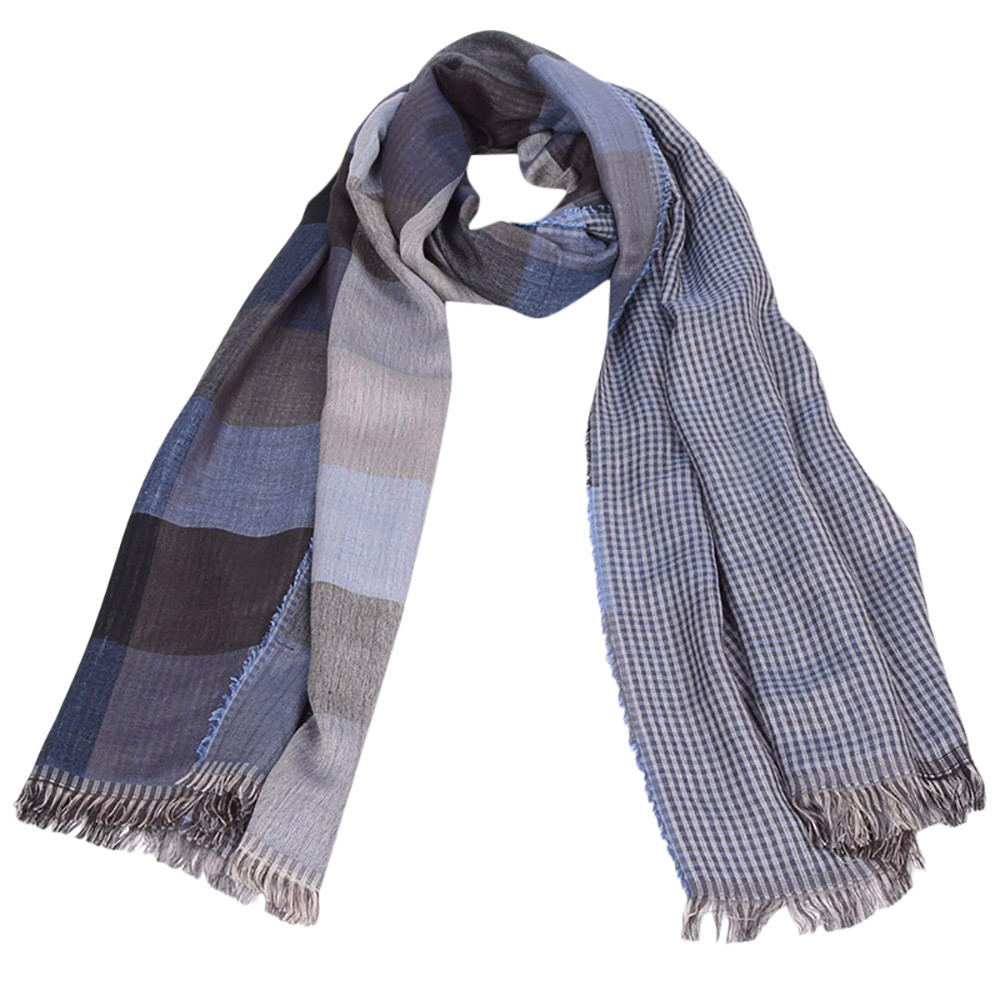 autumn winter Men Tartan Scarf Wrap Plaid Cozy Tassel Shawl Warm Wrap Shawl Blanket Scarf foulard #926: Blue 