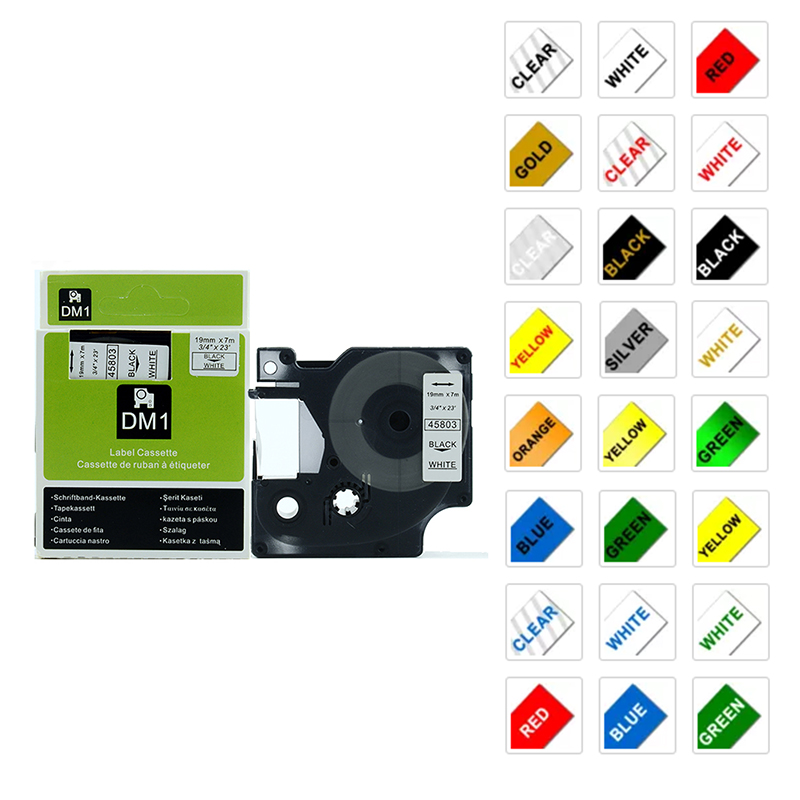 Multicolor 45803 45800 45808 45813 kompatybilny 19MM taśmy etykietowe Dymo D1 dla DYMO LabelManager 420P LabelPoint 350 Pirnter