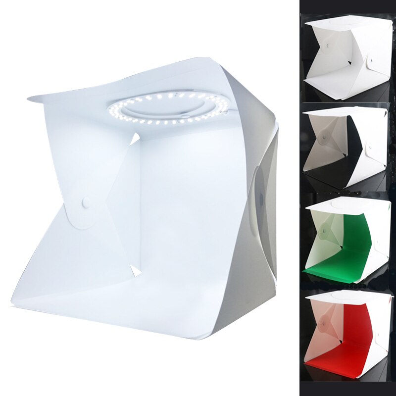 Ringlichtbak opvouwbare draagbare fotostudio box fotografie softbox lichtbak voor telefoon dslr camera opnamen met 6 achtergronden: Default Title