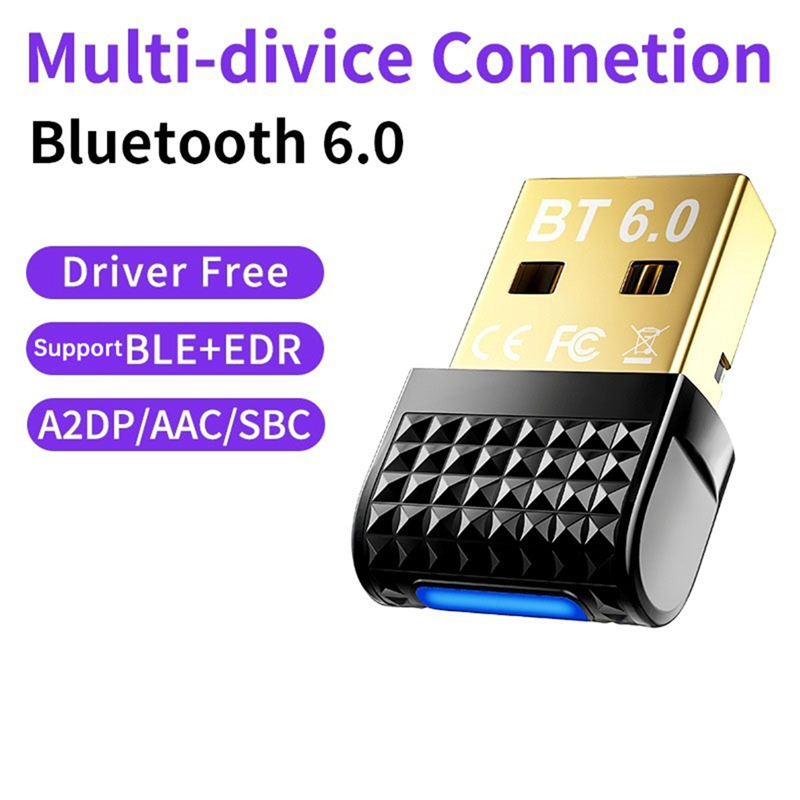Superb For Bluetooth6.0 USB Adapter Dongle Receiver Transmitter Supports BLE+ EDR For Bluetooth Keyboard Mouse Headphone Speaker