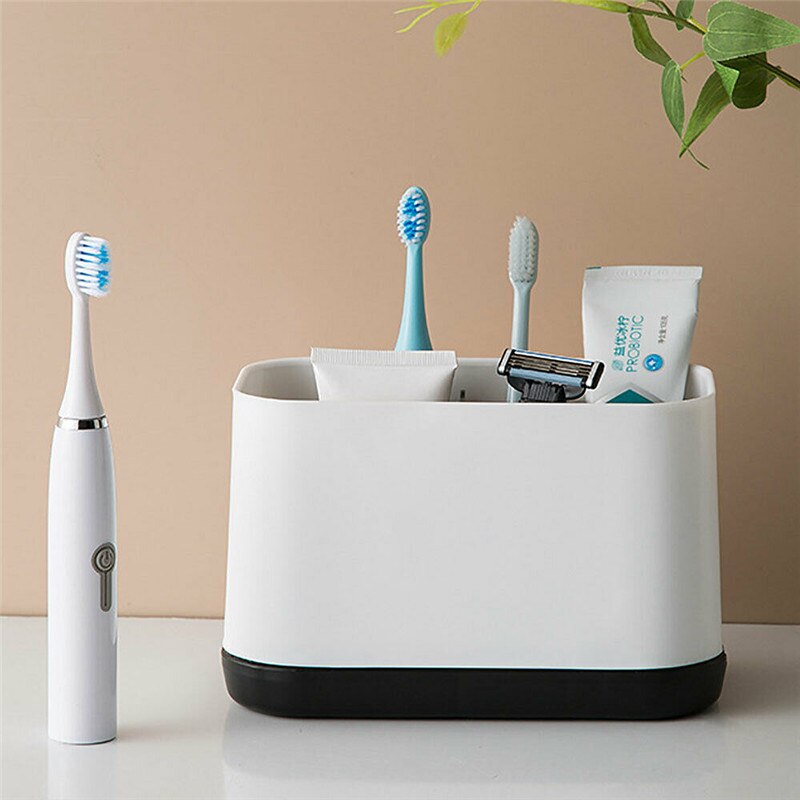 Tandenborstelhouder voor elektrische tandenborstels, Fantes Wandgemonteerde Afneembare Tandpasta Caddy Badkamer Opslag Organizer (Wit