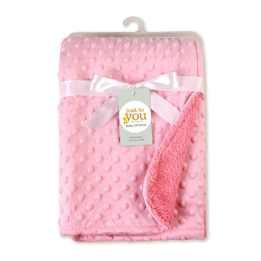 102*76cm Baby Blanket Swaddling Newborn Thermal Soft Fleece Blanket Solid Bedding Set: pink