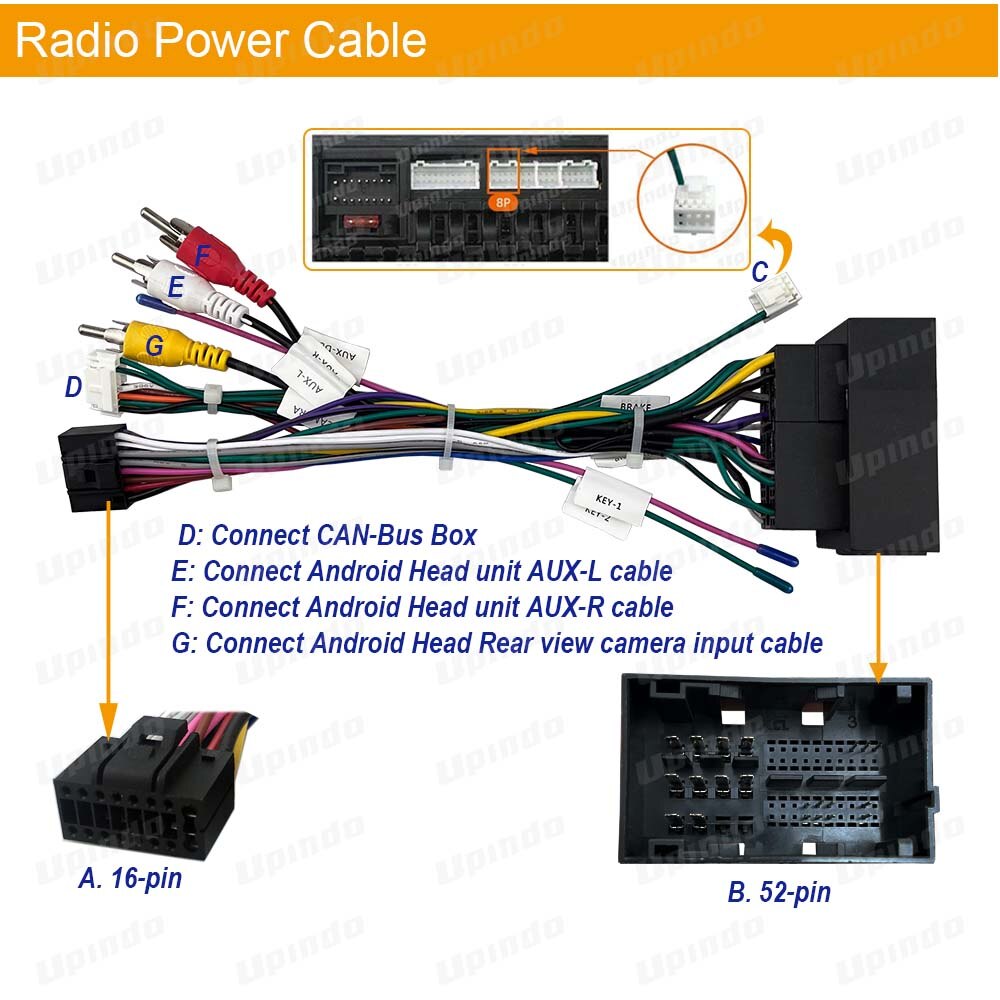 Cable de Radio de coche con caja CAN Bus, adaptador de conector de arnés de cableado de alimentación para Fiat Toro Strada, Unidad Principal Android, reproductor Multimedia