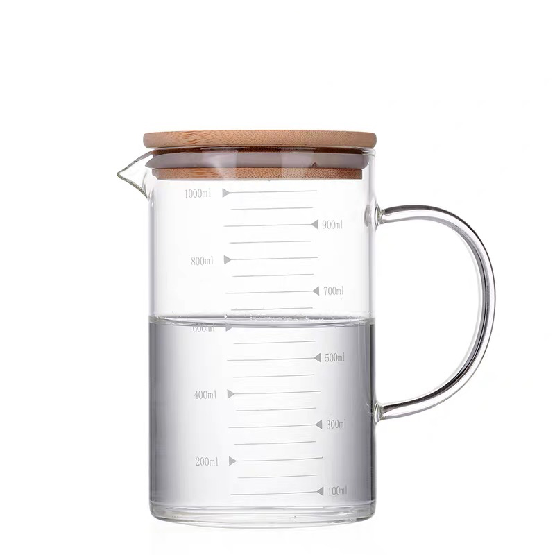 High Borosilicate Glass Measuring Cup Heat Resistant Measuring Glass Jug with Scale Milk Coffee Breakfast Cup Drinkware: 1000ml