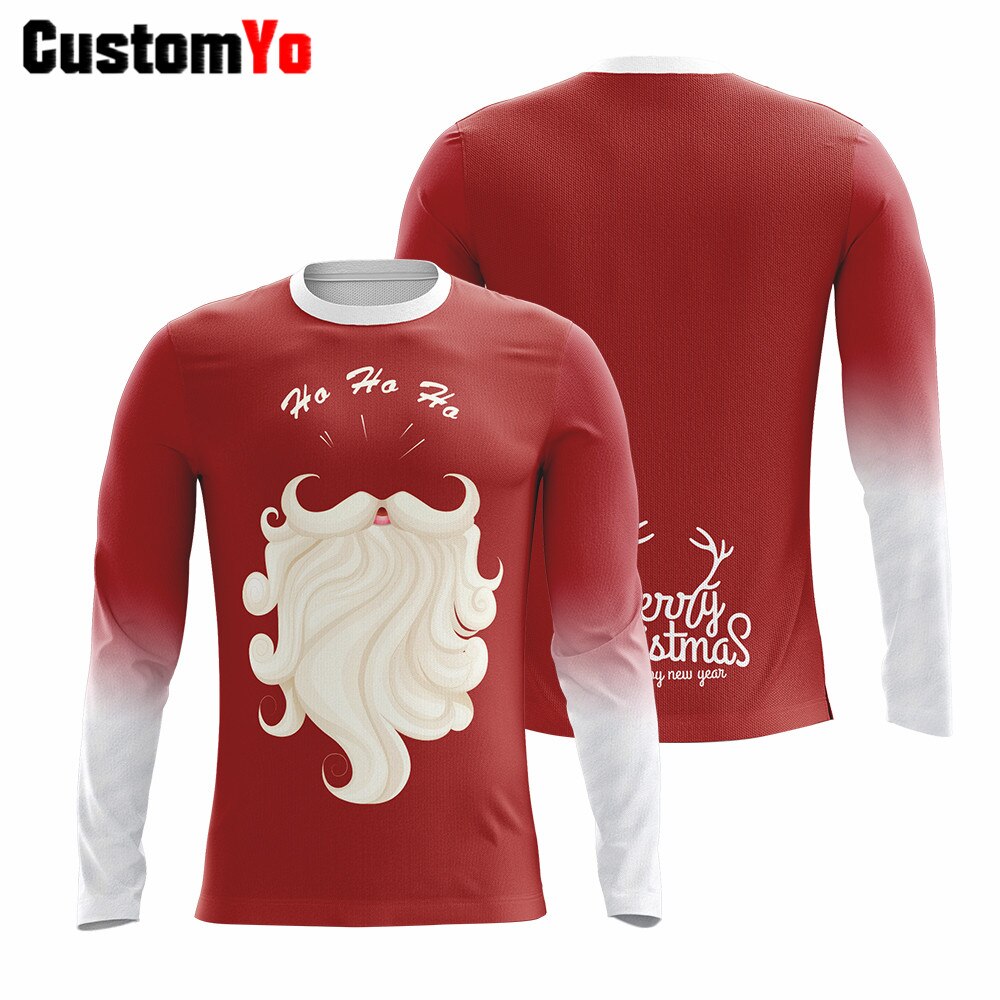 Men Women T shirt Long Sleeve Santa Tees Round-Neck Clothing Christmas T-shirt: XS