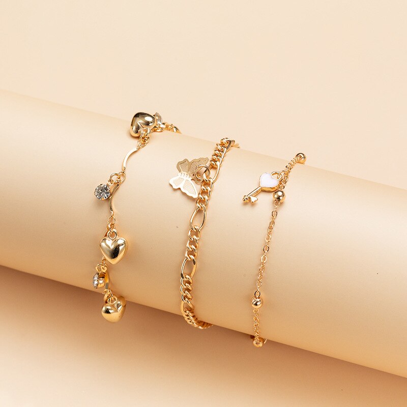 Zirkon anheng fotlenke trendy engelsk brev anheng fot ornament år nummer fotlenke smykker dame tilbehør: Hjerte måke