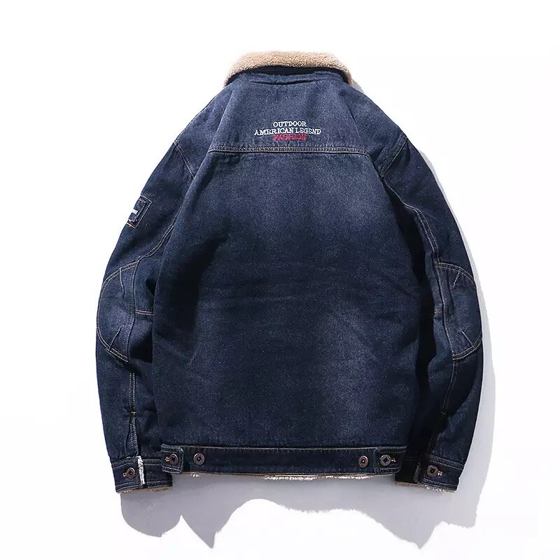 Denim Jacke Männer Winter Windbreaker warm Herren Jacken Outwear Jeans Mantel Männlichen Multi-tasche Cowboy Kleidung Plus Größe s-6XL