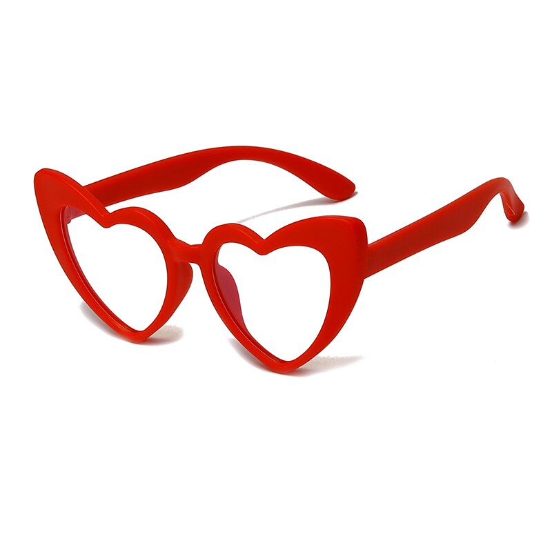 Lunettes en forme de cœur rose Anti-lumière bleue pour enfants, TR90, en Silicone Flexible, pour filles et garçons, yeux de chat, Anti-reflet: red frame