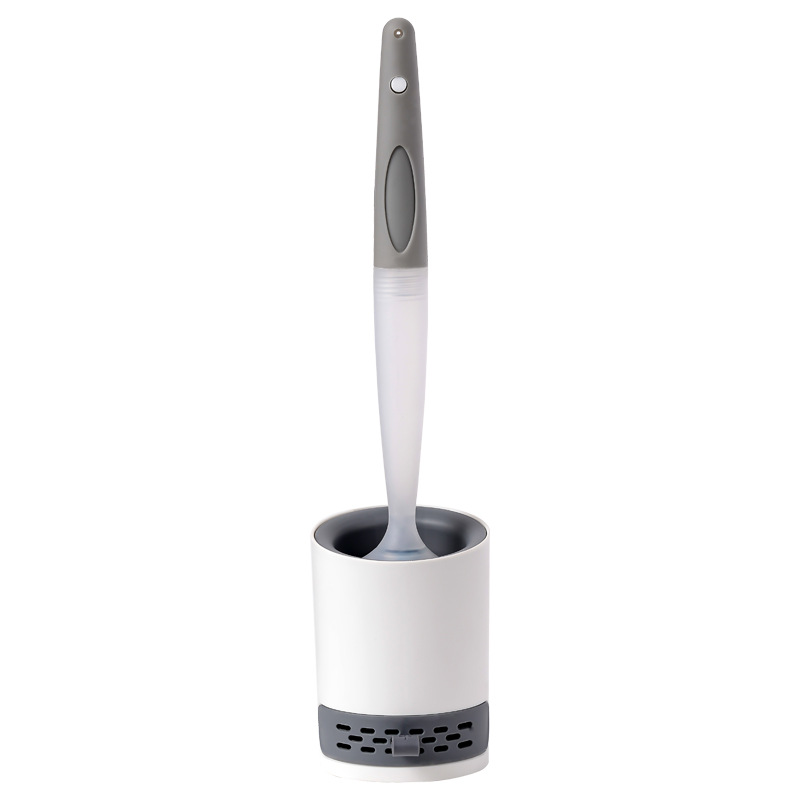 Juego de soporte para escobilla de inodoro, cepillo de inodoro de silicona con dispensador de mango recargable, depurador de baño, limpiador Rv: Negro