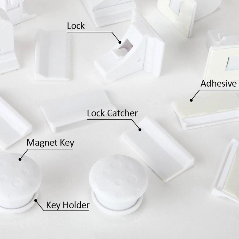 4 Sloten + 1key Magnetische Kind Lock Baby Veiligheid Baby Beveiligingen Kast Deurslot Kids Lade Locker Beveiliging Onzichtbare Sloten tool