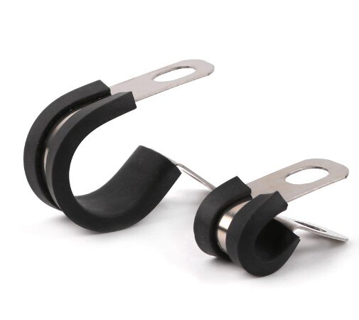 2pcs/lot 304 Stainless Steel Rubber Lined P Clips Cable Mounting Hose Pipe Clamp Mikalor