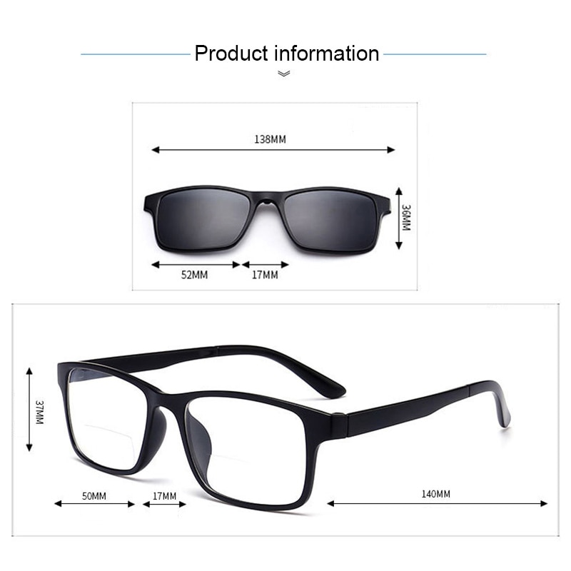 Leeszonnebril heren magnetische clip-on zonnebril 1.5 presbyopische brillen dames heren gepolariseerde magneet bifocale leesbril