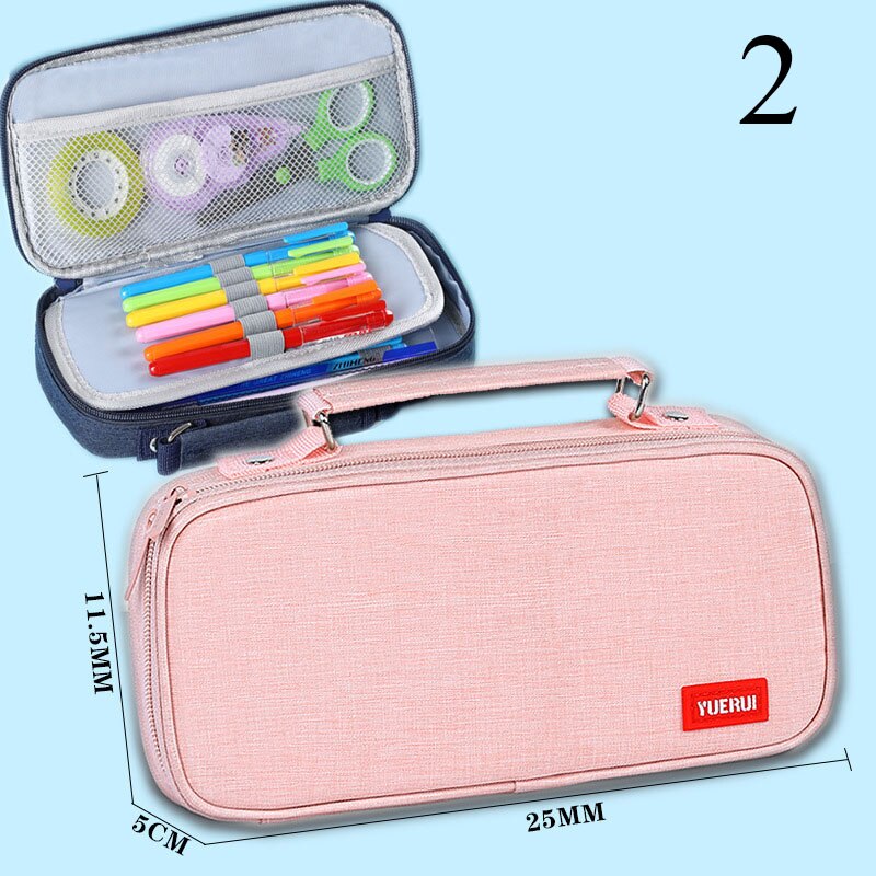 Estuche de lona de gran capacidad para lápices para niños, cartuchera bonita de doble capa, ideal para , material escolar: 2