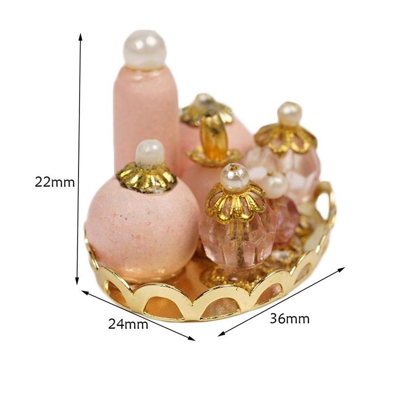 1:12 Accessori Casa Delle Bambole di Simulazione Rosa Profumo Vassoio Giocattolo Modello per il FAI DA TE Casa di Bambola Camera Da Letto Bagno Decorazione Accessori