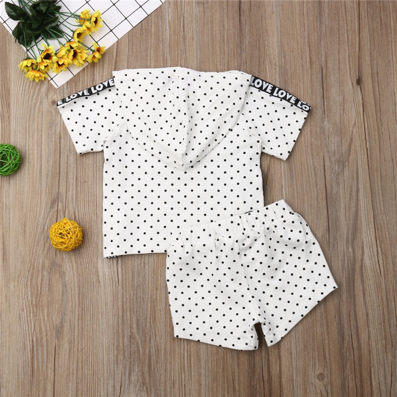 Toddler Kid girls clothes roupa infantil Baby Girl Wave Point Hooded Tops T-shirt Pants Shorts Sunsuit Clothes Sets Track Suits