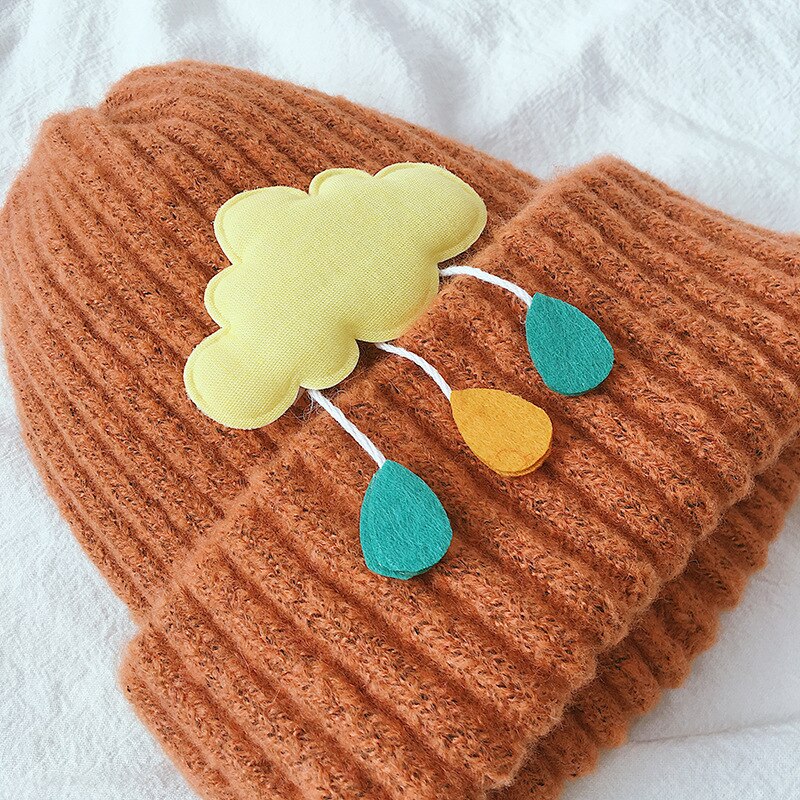 Herfst winter baby mutsen kinderen jongens meisjes mooie wolken gebreide muts effen kleur warme mutsen