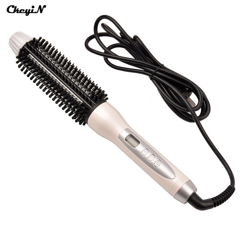 CkeyiN LCD Display 2 In 1 Ceramic Hair Straightener Comb Hair Curler Curling Roller Beauty Care Iron Brush Styling Tools 41