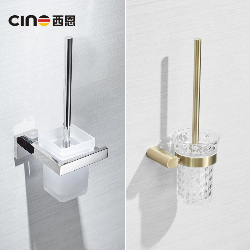 Brushed Gold Toilet Brush Holder Stainless Steel Washroom Clean Brush Wall Mounted Bathroom Accessories In Brushed Nickel