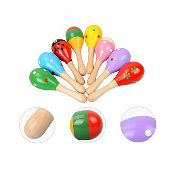 HLBY 2 pièces crotale en bois de sable instruments de musique jouets pour enfants couleur aléatoire