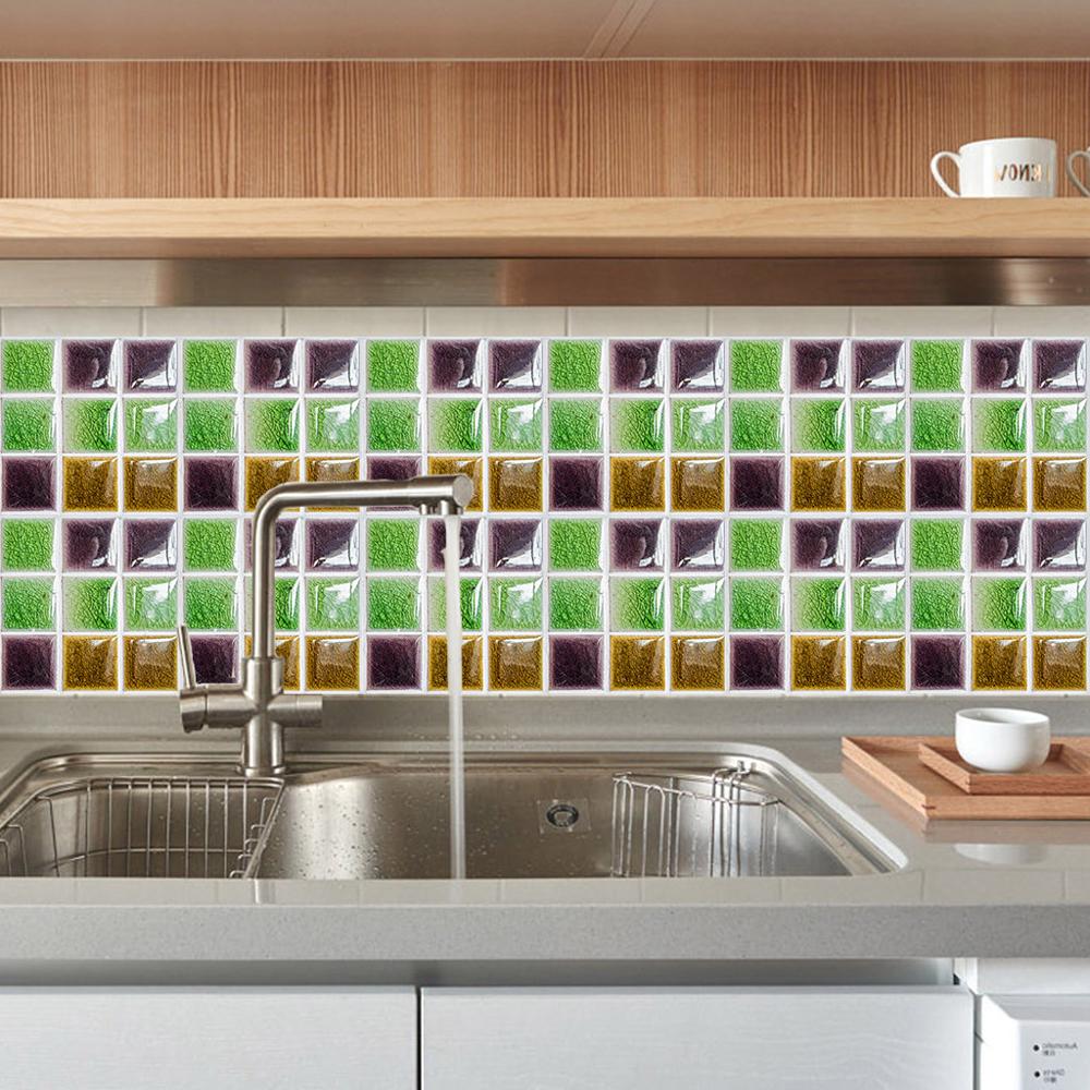 6pcs Tile Mosaics tile stickers Kitchen Bathroom Personality Anti-Tile Stickers наклейки на плитку kitchen countertops #FS23: Multicolor G