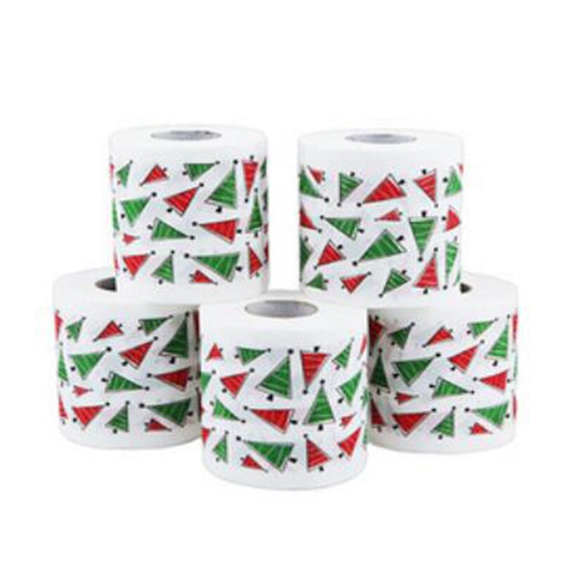 5PCS Christmas Pattern Series Roll Paper Christmas Decorations Prints Funny Toilet Paper Christmas Decorations for Home